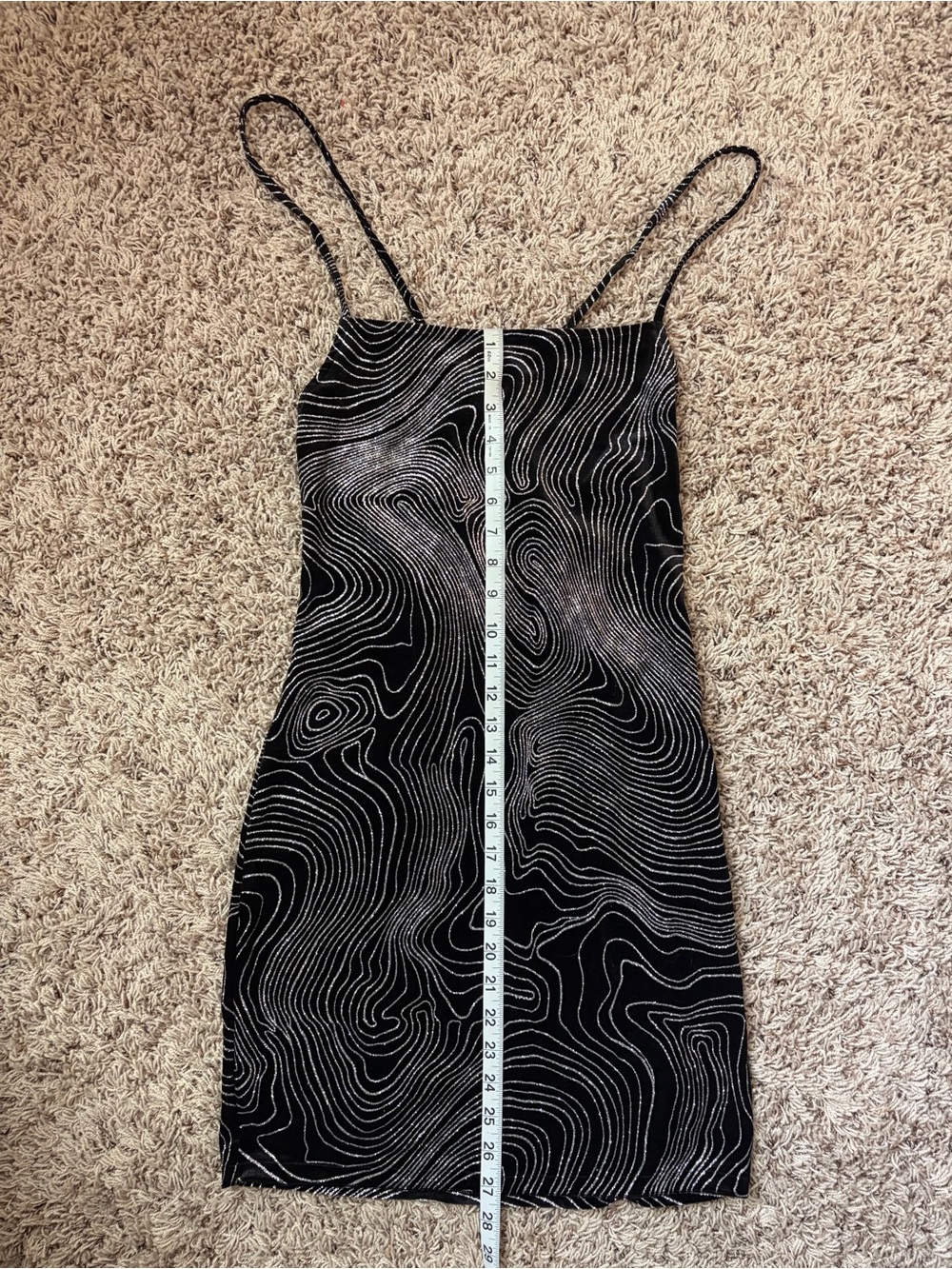 H&M Black Mini Dress with Silver Contour Print size M